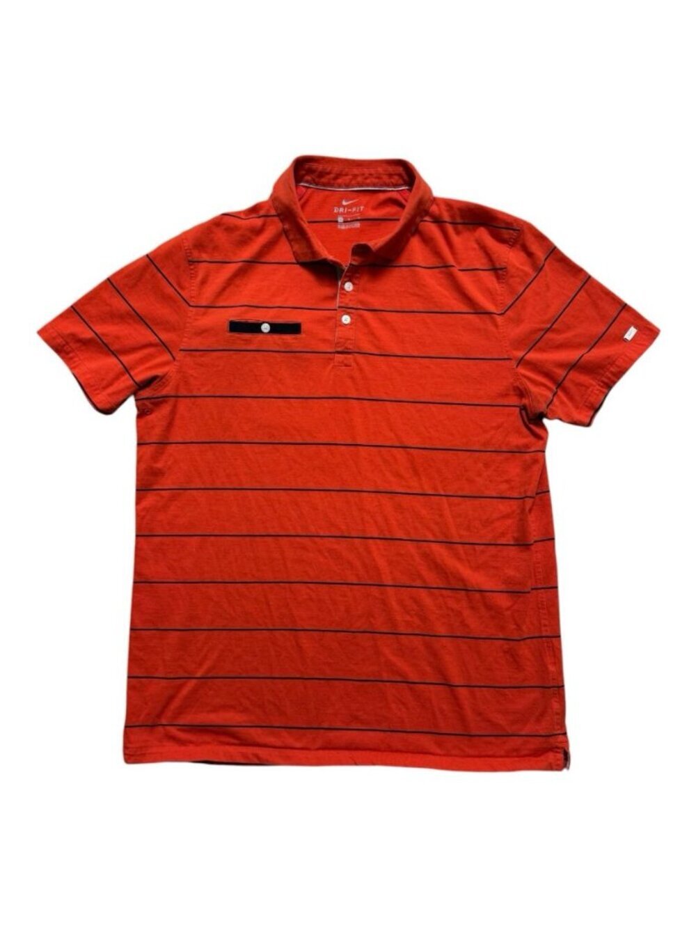 Nike Dri-FIT Golf Polo Orange/Red with Black Stripe Men’s Large